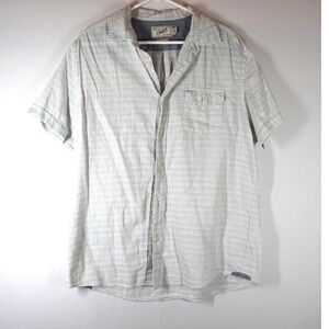 Grayers‎ Button Down Shirt Mens L Blue White Stripe Short Sleeve Coastal Summer